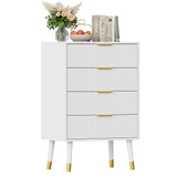Garvee Kommode mit 5 Schubladen, stabile Metallbeine, für Schlafzimmer und Wohnzimmer, Weiß - Weiß