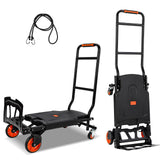 Garvee Faltbare Handkarre Schwerlast 150 kg, Stahlplattform, Räder und elastische Seile für Lager und Einkäufe, stabil und kompakt, Schwarz