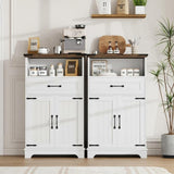 Garvee Vielseitiges Sideboard-2er Set Mit Türen & Schubladen Für Flur, Küche, Bad Oder Schlafzimmer, Weiß, Platzsparend