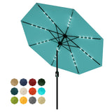 Garvee Solar-Sonnenschirm Ø 274 cm, LED, neigbar, Solarbeleuchtung, Polyester-Schirmdach,Gelb - Gelb
