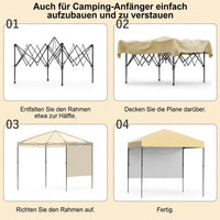 GARVEE 2,2 x 2,2 m Pop-Up Pavillon, Wasserdichtes Gartenpavillon mit UV-Schutz, Höhenverstellbar und Tragetasche, Ideal für Garten, Camping und Outdoor Events, Cremefarben