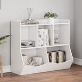 Garvee Kinderregal mit 5 offenen Fächern und 2 Aufbewahrungsboxen, Bücherregal und Spielzeugregal aus Holzwerkstoff für Kinderzimmer