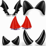 Garvee Motorradhelm Deko Set mit Katzenohren & Flügeln, 5 Paar, Leicht, für Cosplay & Motorrad, Schwarz/Rot