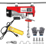 Garvee Elektrischer Seilzug 800 kg, 220 V Elektro-Seilwinde mit 12 m Stahlseil, Einzel- & Doppelzug und kabelgebundener Steuerung zum Heben, Rot