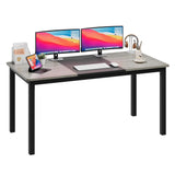 Garvee Großer Schreibtisch 160 × 80 × 75 cm, Computertisch mit geräumiger MDF-Arbeitsplatte, stabilem Metallrahmen und 158 kg Tragkraft für Homeoffice, Büro und Gaming - Grau & Schwarz
