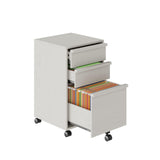 Garvee Rollbarer Aktenschrank 3 Schubladen Mobiles Holz MDF Weiß Für Büro Und Home Office Kompakt - Weiß