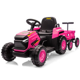 Garvee Kinder-Elektrotraktor 12 V mit Doppelmotor, 2 Geschwindigkeiten, LED-Licht, Hupe und Traktorengeräuschen, Aufsitzfahrzeug für Garten und Hof, ab 3 Jahren - Rosa