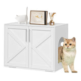 Garvee Katzentoilettenschrank Weiß, Katzenklo Schrank mit 2 Türen, Katzenhaus mit Seiteneingang und Belüftung, Katzenklo Möbel im Landhausstil