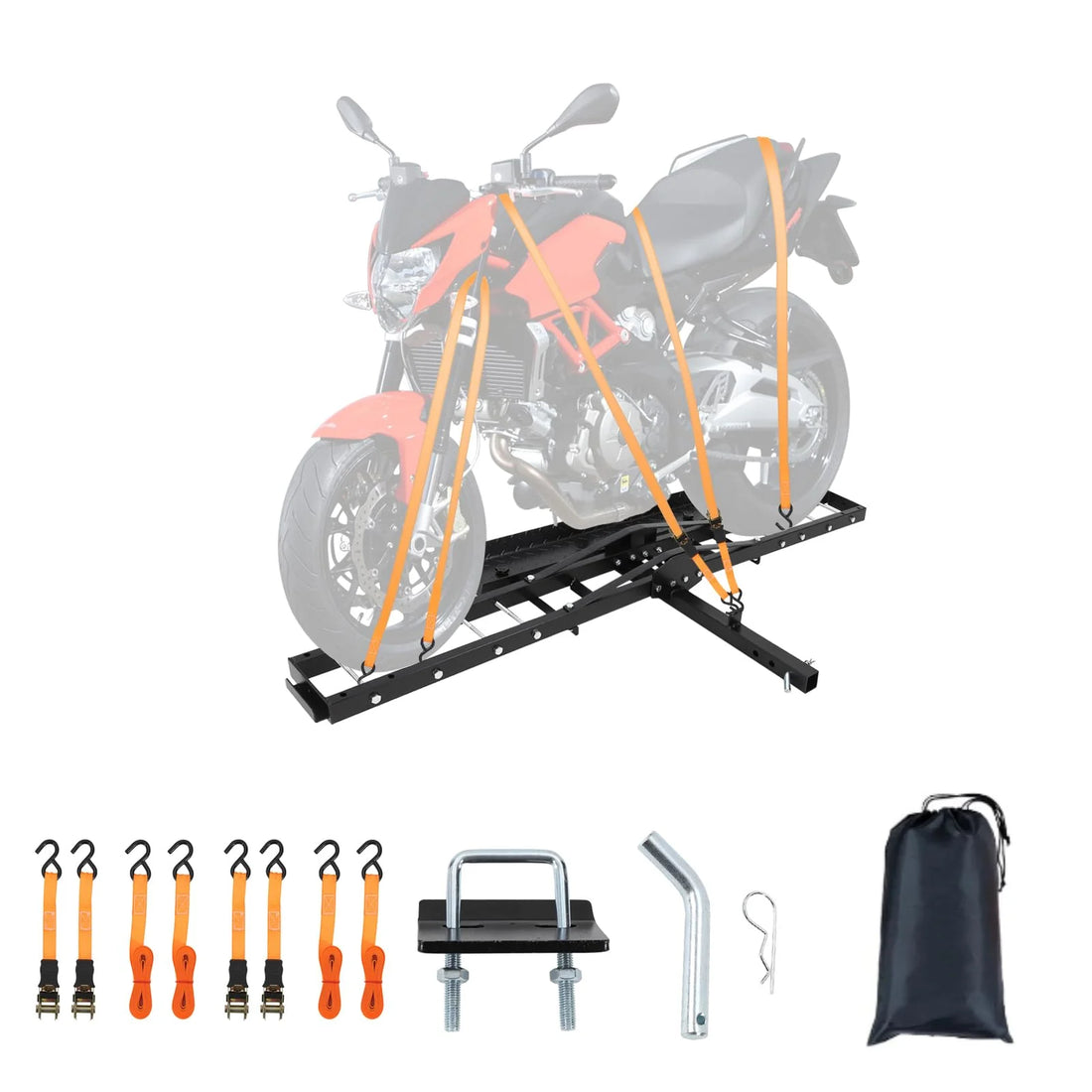 Garvee Motorradträger mit Auffahrrampe, 227 kg Tragkraft, Schwerlast Stahl Heckträger für 5 cm Anhängerkupplung, für Motorrad, Dirt Bike und Fahrrad