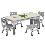 GARVEE Kindertisch mit 4 Stühlen, Höhenverstellbare Kindersitzgruppe in Holzoptik, Für Kinder von 2–10 Jahren, Ideal für Zuhause, Kindergarten & Vorschule, Grau - Grau
