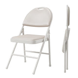 Garvee Klappstühle Set 2, PU Leder Gepolstert, Metallrahmen, Faltbar, Für Büro & Events, Beige - Beige