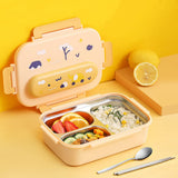 Garvee Bento Lunch Box 1125ml Kinder BPA-frei Auslaufsicher 5 Fächer Gelb, mit Stauraum, 360° drehbar
