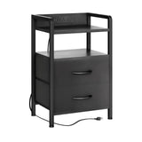 Garvee Moderne Nachttisch mit 2 Stoffschubladen und offenem Regal für Schlafzimmer und Wohnzimmer, kompakt, robust, verstellbar, neutrale Farbe - 