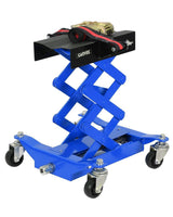 Garvee Hydraulischer Getriebeheber bis 204 kg, 18–58 cm Werkstattheber mit 360° dreh- & neigbarer Aufnahme, 2 Sicherungsgurten & 4 gebremsten Rollen - Blau