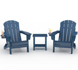 Garvee Adirondack-Gartenstuhl mit Becherhalter, 2 Stühle + 1 Tisch, Ma, Marineblau - Marineblau