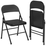 Garvee Esszimmerstühle 8er-Set, klappbar, mit Rückenlehne, gepolstert, Stahl, Schwarz - Schwarz