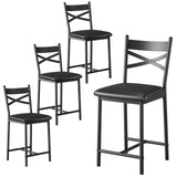 Garvee Barhocker 4er-Set, 56 cm, mit Rückenlehne und gepolstertem PU-Sitz für Kücheninsel, Bartheke und Hausbar, Schwarz - Schwarz