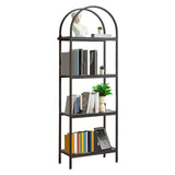 GARVEE Bücherregal mit Bogen, 4 Ebenen, Holz & Metall, Industrial-Design, Schwarz – für Wohnzimmer & Büro - Schwarz