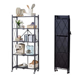 GARVEE Faltbares Standregal aus Carbonstahl, 5 Ebenen, 71 x 38 x 160 cm, Rollregal mit Feststellrollen, Platzsparendes Küchenregal für Küche, Wohnzimmer, Balkon und Vorratsraum