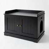 GARVEE Versteckter Katzenklo-Schrank aus Holz, Katzenstreu Box Möbel mit Doppeltür Design, Katzenhaus für Katzenklo, Geruchsarm und Platzsparend für Wohnzimmer und Schlafzimmer - Schwarz