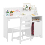 GARVEE Kinderschreibtisch mit Stuhl aus Holz, Ergonomischer und Stabiler Lernschreibtisch für Kinder von 3–12 Jahren, Für Kinderzimmer & Lernbereich, Weiß - Weiß