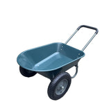 Garvee Schubkarre mit Doppelrädern, Gartenkarre bis 272 kg mit kippbarer Polywanne und Stahlrahmen für Garten und Hof, Blau - Blau