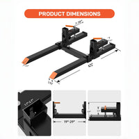 Garvee 109 cm Schwerlast-Palettengabel zum Anklemmen, 907 kg Tragkraft, Klemmgabeln mit 61–97 cm Stabilisator und Doppelmutter-Sicherung für Traktor und Frontlader