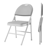 Garvee Klappstühle Set 2, PU Leder Gepolstert, Metallrahmen, Faltbar, Für Büro & Events, Grau - Grau