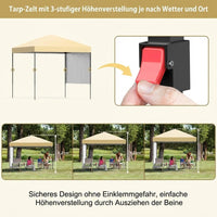 GARVEE 2,2 x 2,2 m Pop-Up Pavillon, Wasserdichtes Gartenpavillon mit UV-Schutz, Höhenverstellbar und Tragetasche, Ideal für Garten, Camping und Outdoor Events, Cremefarben