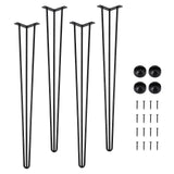 Garvee 4 Stück Möbelfüße Hairpin Tischbeine mit Gummiboden Füße für Schreibtisch Esstisch Couchtisch H56 cm Schwarz - Schwarz