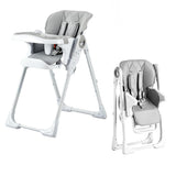 Garvee Baby Hochstuhl klappbar, höhenverstellbarer Kinderhochstuhl mit 5-Punkt-Gurt, verstellbarer Rückenlehne, Fußstütze und abnehmbarem Tablett - Dunkelgrau
