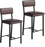 Garvee Barhocker 6er Set mit Rückenlehne, Tresenhocker 63 cm Sitzhöhe, gepolsterte Barstühle mit Metallgestell und Fußstütze für Kücheninsel und Hausbar