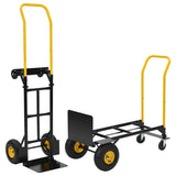 Garvee Faltbarer Transportwagen aus Stahl, 4 Pannensichere Räder, 136–180 kg, Lager & Garten, Gelb - Schwarz+Gelb