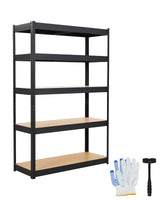 Garvee Garagenregale 48x18x72 Robuster verstellbarer Stahl 5 Ebenen Schwarz für Werkstatt und Lager - 