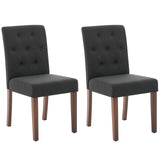 Garvee Esszimmerstühle 2er Set, gepolsterte Essstühle mit hoher Rückenlehne und Knopfheftung, Stoffbezug und Holzbeinen, für Esszimmer und Küche - Schwarz