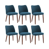 Garvee Esszimmerstühle 6er-Set, moderne Polsterstühle mit Flügelrückenlehne & Holzbeinen, Blau, gepolstert - Blau