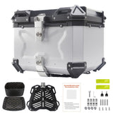 Garvee Motorrad Topcase 45L Aluminiumlegierung Wasserdicht Robust Abschließbar für Touring & Pendeln - Silber gemustert