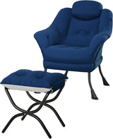 Garvee Relaxsessel mit Hocker aus Samt, bequemer Lesesessel mit Fußstütze, weiche Polsterung, Grün, für Wohnzimmer & Schlafzimmer - Grün