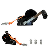 Garvee Anhängerwinde 1.588 kg, Robuste Bootswinde mit 10 m Gurt und Doppelgang-Getriebe 4:1/8:1, Verzinkte Stahl Handwinde für Bootsanhänger, ATV und Transport, Schnellkurbel, Orange - Orange