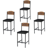 Garvee Barhocker 4er-Set, 100 cm, mit Rückenlehne, gepolstertem PU-Sitz und Fußstütze für Kücheninsel, Bartheke und Hausbar, Braun - Braun