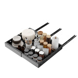 Garvee Ausziehbare Küchenschublade 42 × 33 × 7,5 cm, leiser Teleskopauszug aus Karbonstahl, Schwarz, mit Stauraum, mit LED - Schwarz