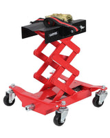 Garvee Getriebeheber bis 204 kg, niedriger Werkstattheber 18–58 cm mit 360° dreh- & neigbarer Aufnahme, 2 Sicherungsgurten & 4 gebremsten Rollen - Rot