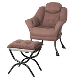 Garvee Relaxsessel mit Hocker aus Samt, bequemer Lesesessel mit Fußstütze, weiche Polsterung, Kaffeebraun, für Wohnzimmer & Schlafzimmer - Kaffeebraun