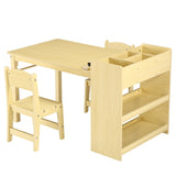 Garvee Kindertisch mit Stühlen, Maltisch mit Papierrollenhalter, 4 Staufächern und 2 Ablagen, für Kinder von 2–10 Jahren - Rosa