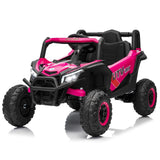 Garvee Kinder Elektroauto UTV 12 V mit 2 × 45 W, 2WD, mit Fernbedienung, EVA-Reifen, Federung, Sicherheitsgurt, LED und Musik, bis 8 km/h, Rosa - Rosa