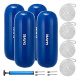 Garvee 4er-Set Bootsfender 25 × 71 cm aus PVC, horizontal & vertikal montierbar, inkl. 4 Festmacherleinen, Blau - Blau