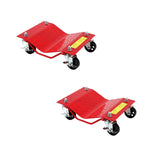 Garvee Auto-Rangierhilfe Set 2x 1814 kg Tragkraft Schwerlast Stahl 7,6-cm-Räder mit Reifenschutz für Autos SUVs Werkstatt, Rot - Rot