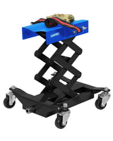 Garvee Hydraulischer Getriebeheber bis 204 kg, 18–58 cm Werkstattheber mit 360° dreh- & neigbarer Aufnahme, 2 Sicherungsgurten & 4 gebremsten Rollen - Schwarz