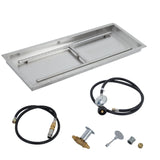 Garvee Gasfeuerschale Edelstahl Rechteckiger Brenner Dual-Fuel Für Outdoor 76,20 x 25,40 cm Silber