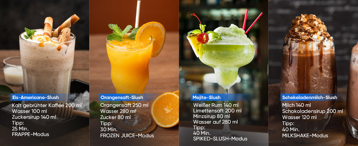 Slushies Milchshakes Smoothies Frappés und Frozen Cocktails selber machen